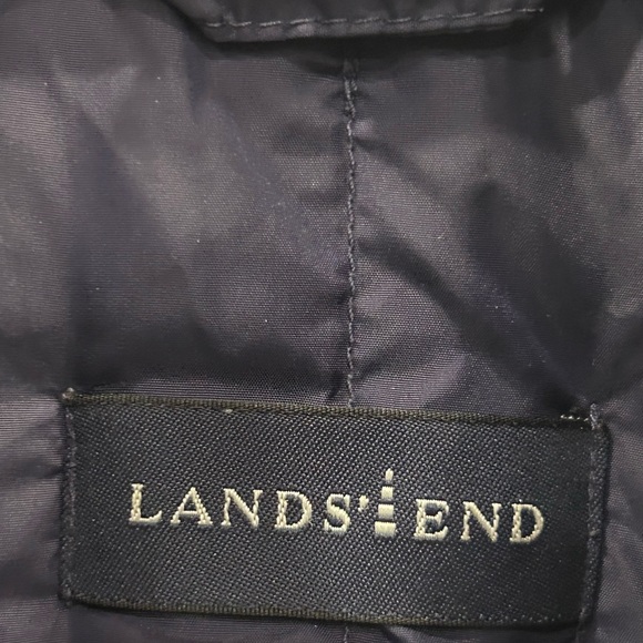 Lands End Women’s Blue Puffer Vest Goose Down Insulated Snap Pockets Size Medium - Picture 5 of 6